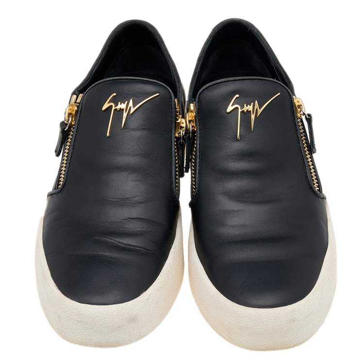 Pre Owned Giuseppe Zanotti Black Leather Eve Slip On Sneakers Size 43