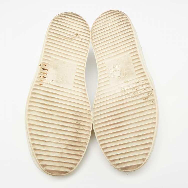 Pre Owned Giuseppe Zanotti Off White Croc Embossed Leather Slip-on Sneakers Size 41