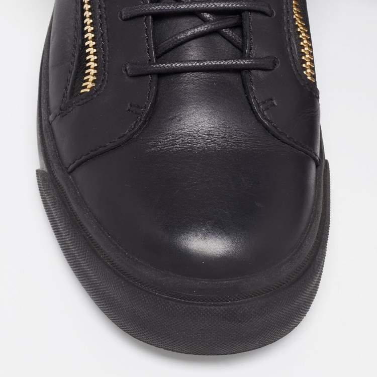 Pre Owned Giuseppe Zanotti Black Leather Double Metal Strap High-Top Sneakers Size 41 