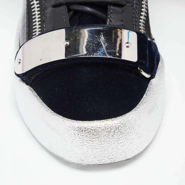 Pre Owned Giuseppe Zanotti Black Velvet And Leather Coby High Top Sneakers Size 41