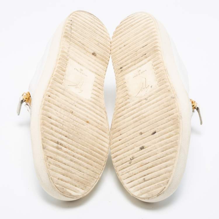 Pre Owned Giuseppe Zanotti White Leather Eve Slip On Sneakers Size 41