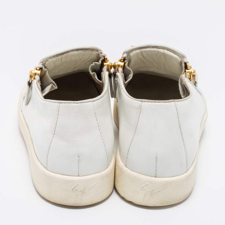 Pre Owned Giuseppe Zanotti White Leather Eve Slip On Sneakers Size 41