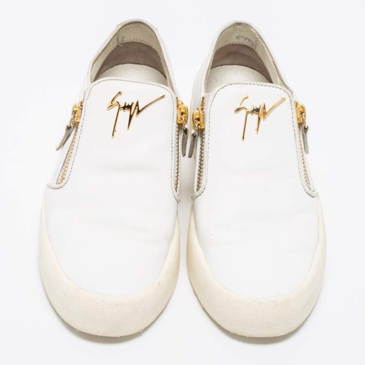 Pre Owned Giuseppe Zanotti White Leather Eve Slip On Sneakers Size 41