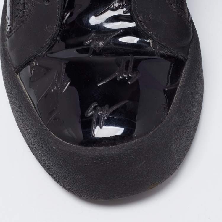Pre Owned Giuseppe Zanotti Black Patent Leather London High Top Sneakers Size 46