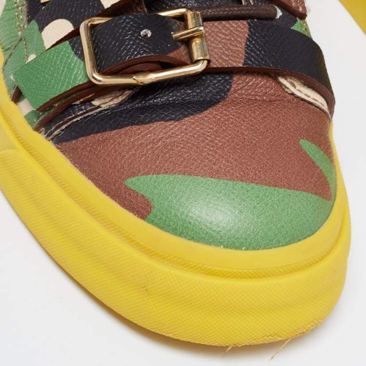 Pre Owned Giuseppe Zanotti Multicolor Camo Print Leather London Multi Strap High Top Sneakers Size 40
