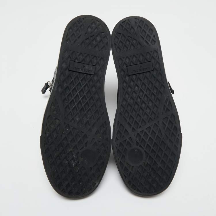 Pre Owned Giuseppe Zanotti Black Croc Embossed Leather London High Top Sneakers Size 41