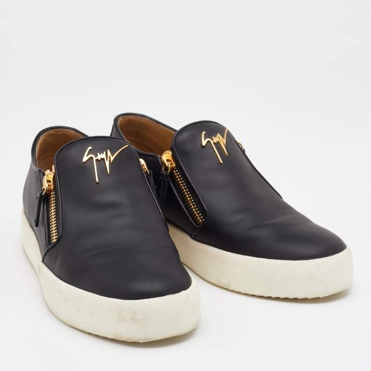 Pre Owned Giuseppe Zanotti Black Leather Eve Slip On Sneakers Size 42.5