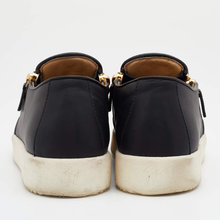Pre Owned Giuseppe Zanotti Black Leather Eve Slip On Sneakers Size 42.5