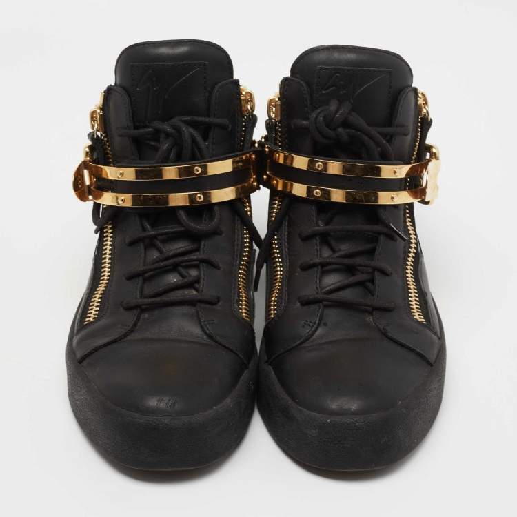 Pre Owned Giuseppe Zanotti Black Leather High Top Sneakers Size 42