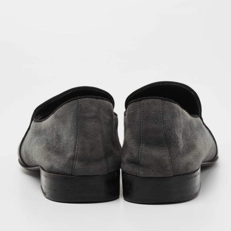 Pre Owned Giuseppe Zanotti Grey Suede Archibald Smoking Slippers Size 41.5