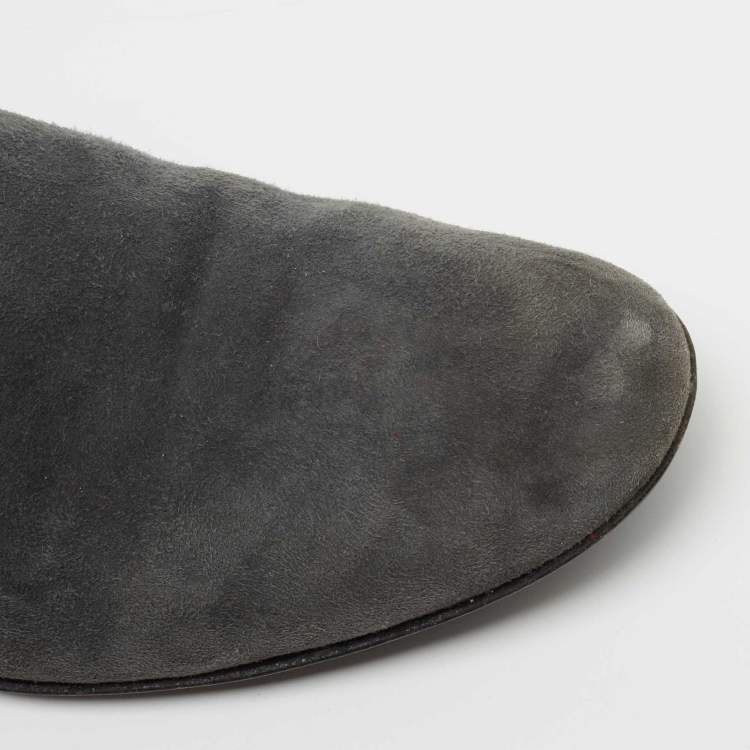 Pre Owned Giuseppe Zanotti Grey Suede Archibald Smoking Slippers Size 41.5