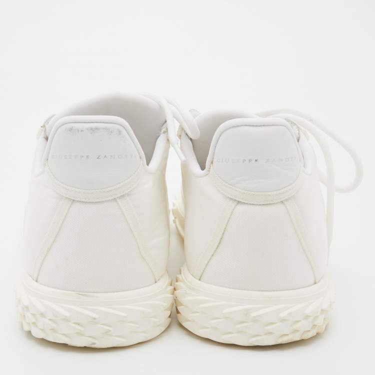 Pre Owned Giuseppe Zanotti White Fabric and Leather Low Top Sneakers Size 42.5