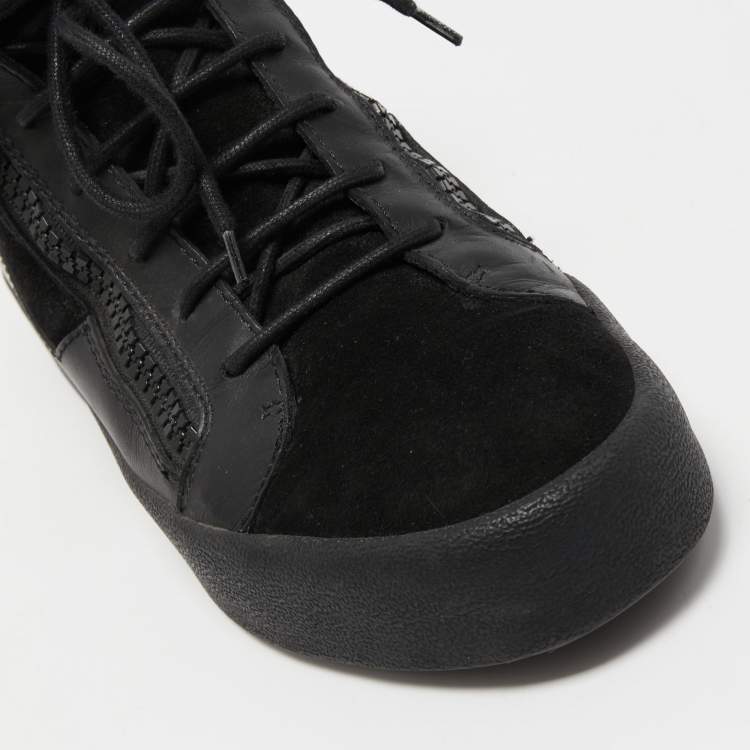 Pre Owned Giuseppe Zanotti Black Leather and Suede High Top Sneakers Size 42