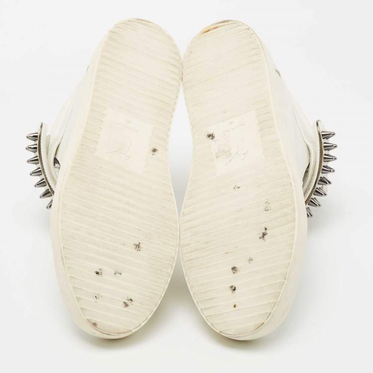 Pre Owned Giuseppe Zanotti White Leather Spikes High Top Sneakers Size 46