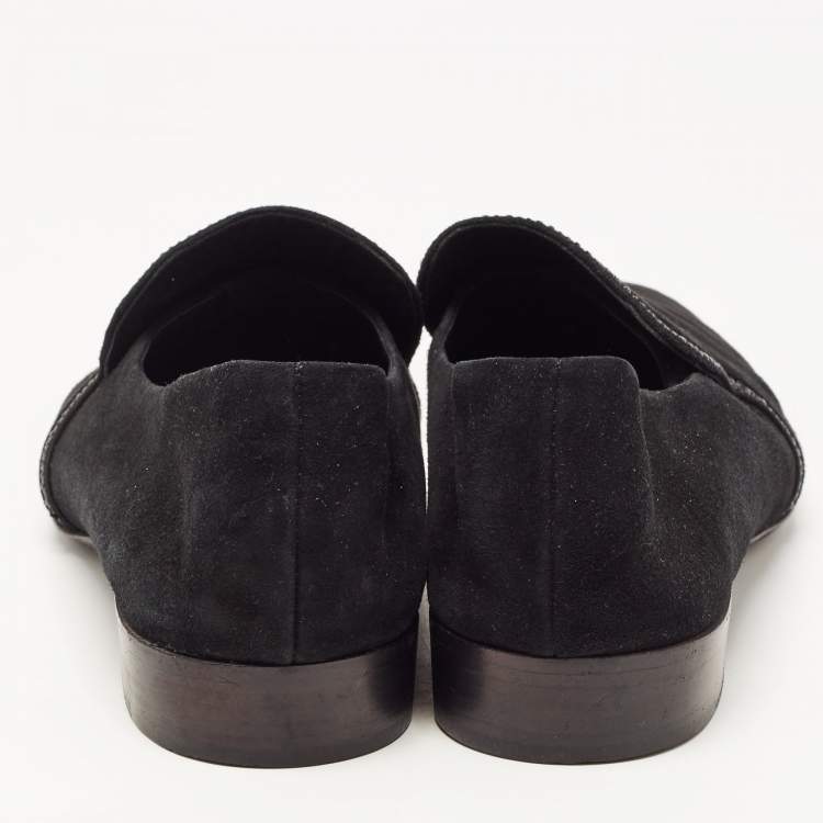 Pre Owned Giuseppe Zanotti Black Suede Embellished Slip On Loafers Size 46