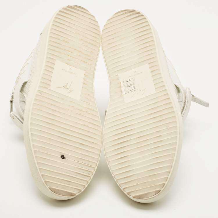 Pre Owned Giuseppe Zanotti White Python Embossed and Leather Coby High Top Sneakers Size 41