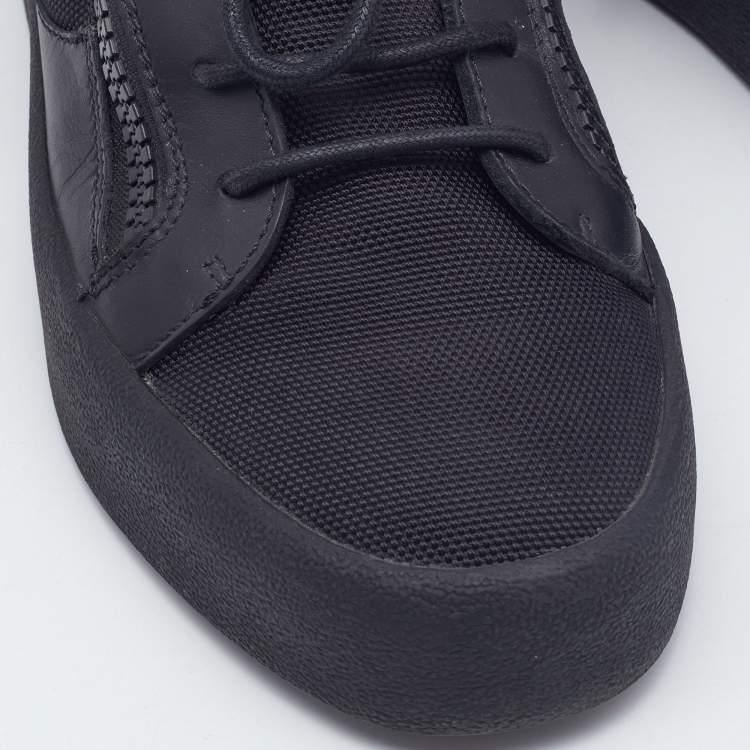 Pre Owned Giuseppe Zanotti Black Leather and Nylon Frankie Low Top Sneakers Size 43