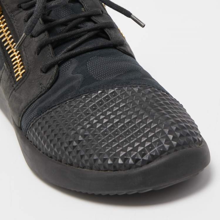 Pre Owned Giuseppe Zanotti Black Fabric And Suede Runner Low Top Sneakers Size 42