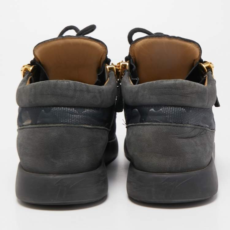 Pre Owned Giuseppe Zanotti Black Fabric And Suede Runner Low Top Sneakers Size 42