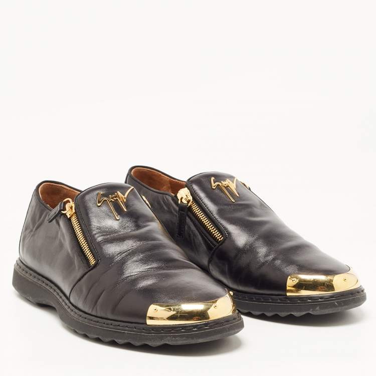 Pre Owned Giuseppe Zanotti Black Leather Zip Detail Sneakers Size 40