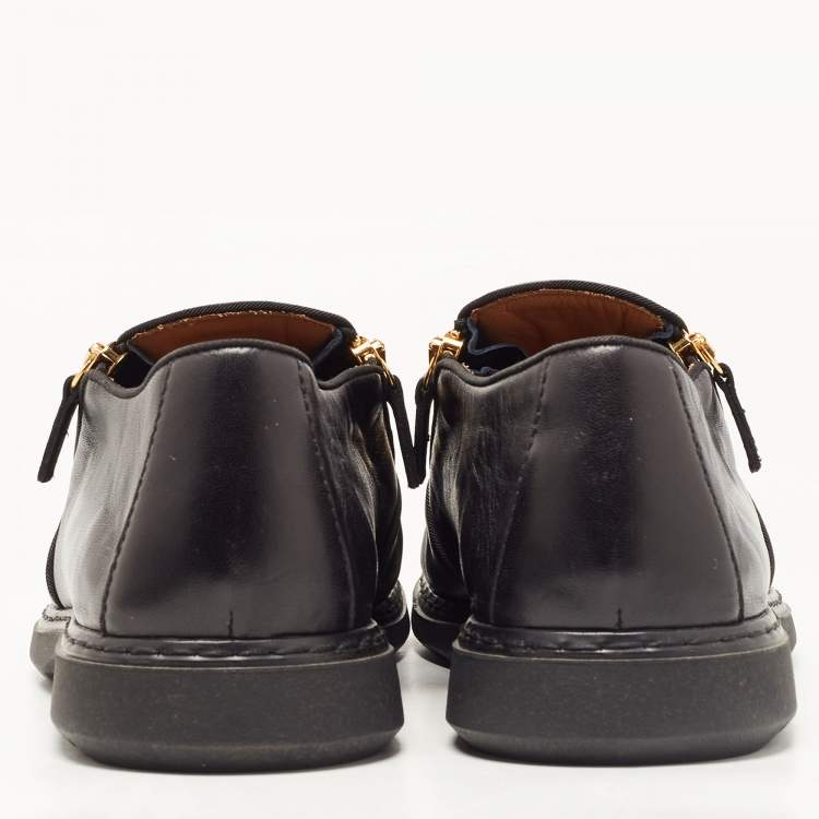 Pre Owned Giuseppe Zanotti Black Leather Zip Detail Sneakers Size 40