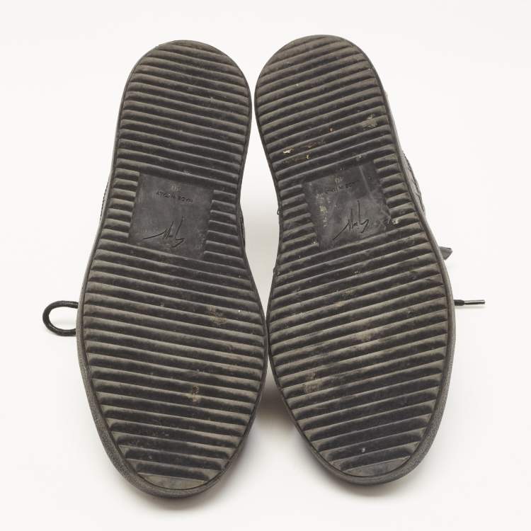 Pre Owned Giuseppe Zanotti Black Croc Embossed Leather May London Low Top Sneakers Size 40
