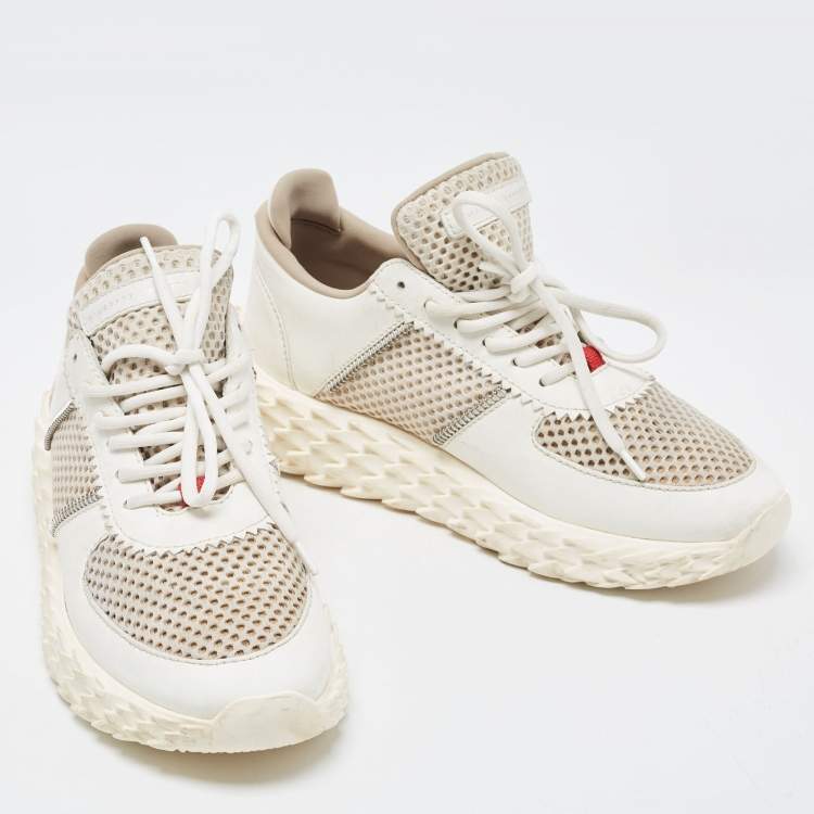 Pre Owned Giuseppe Zanotti White Leather Urchin Low Top Sneakers Size 40