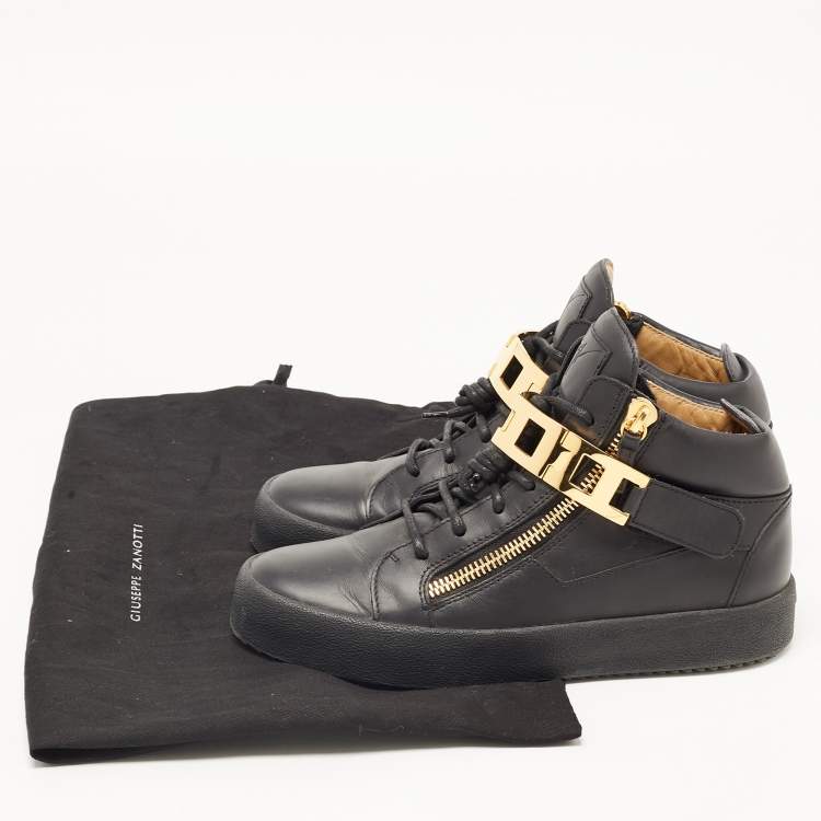 Pre Owned Giuseppe Zanotti Black Leather High Top Sneakers Size 40