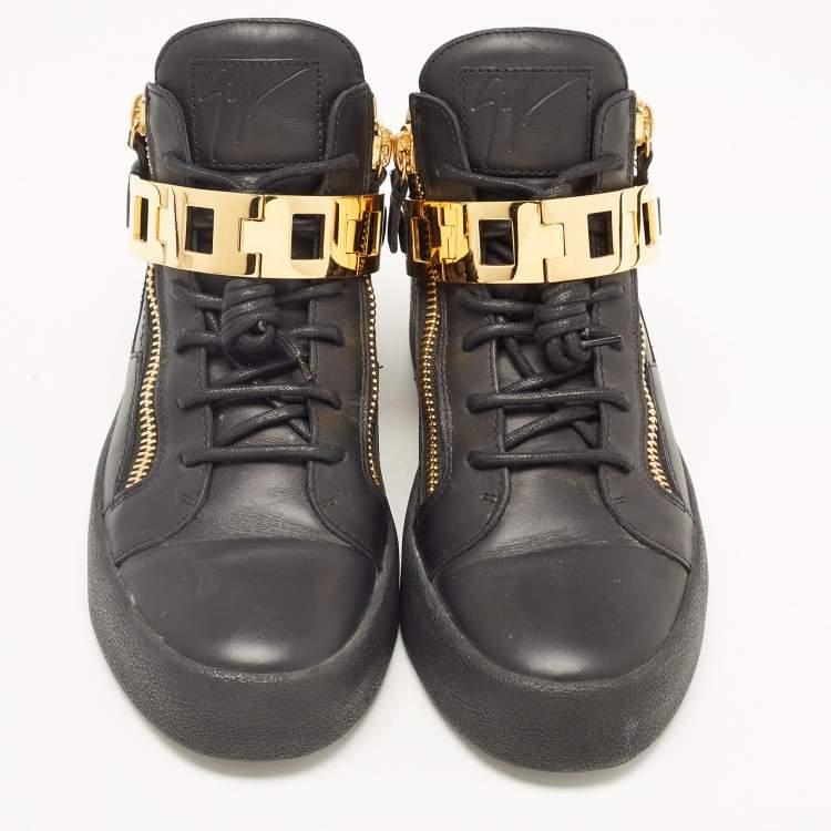 Pre Owned Giuseppe Zanotti Black Leather High Top Sneakers Size 40
