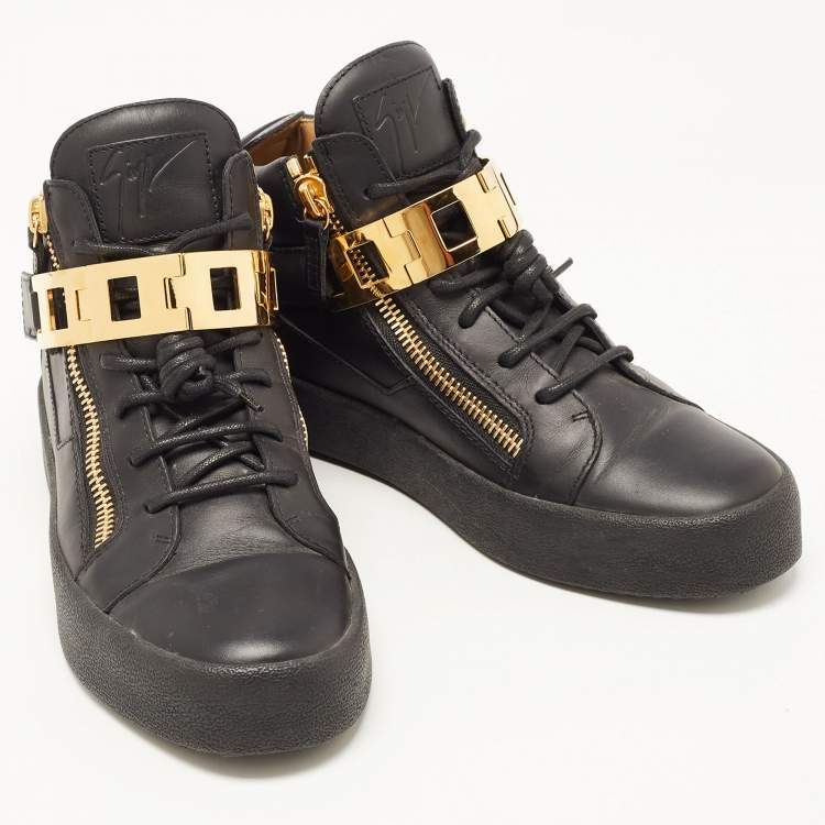 Pre Owned Giuseppe Zanotti Black Leather High Top Sneakers Size 40