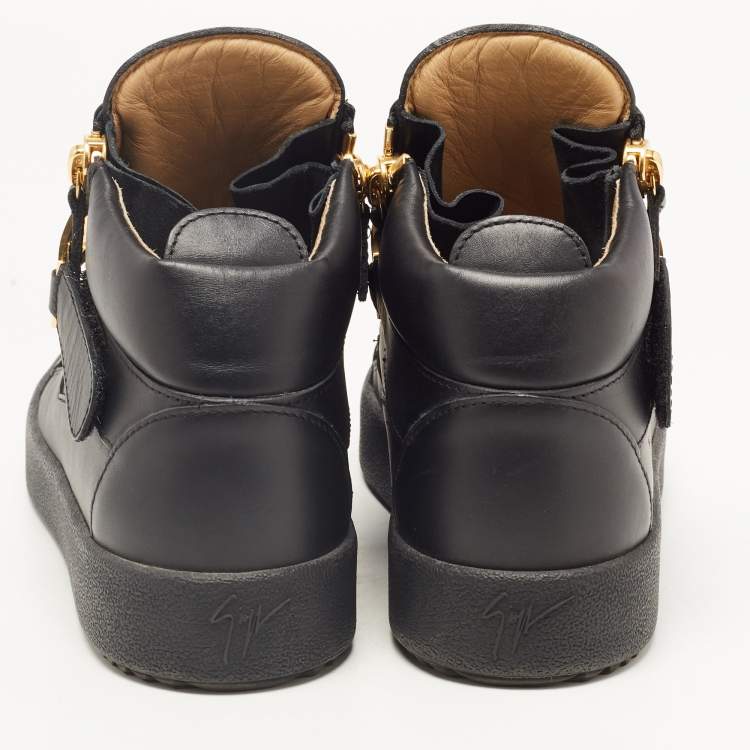 Pre Owned Giuseppe Zanotti Black Leather High Top Sneakers Size 40