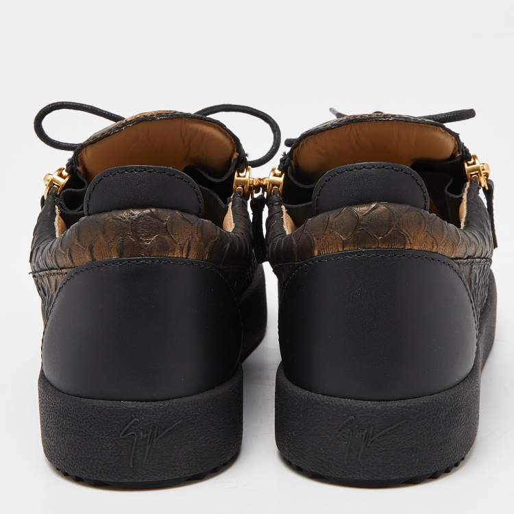 Pre Owned Giuseppe Zanotti Black/Gold Low Top Sneakers Size 43