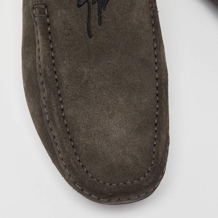 Pre Owned Giuseppe Zanotti Grey Suede Loafers Size 39