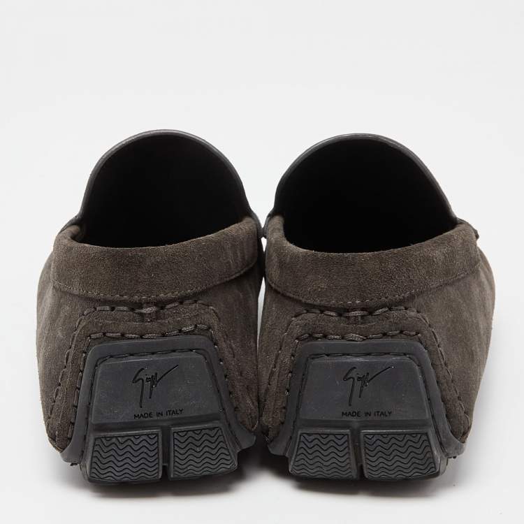 Pre Owned Giuseppe Zanotti Grey Suede Loafers Size 39