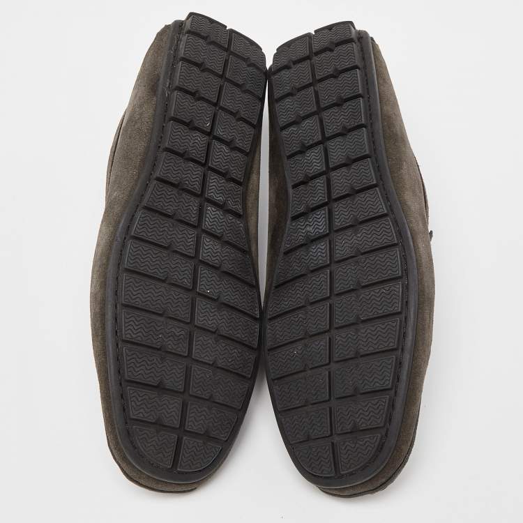 Pre Owned Giuseppe Zanotti Grey Suede Loafers Size 39