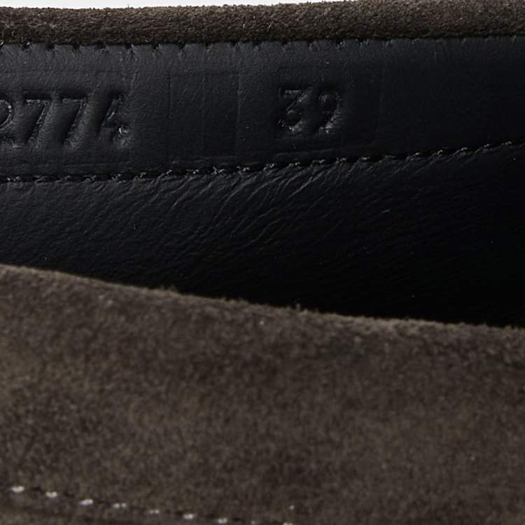 Pre Owned Giuseppe Zanotti Grey Suede Loafers Size 39