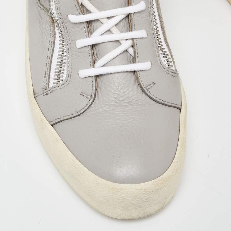 Pre Owned Giuseppe Zanotti Grey Leather High Top Sneakers Size 43