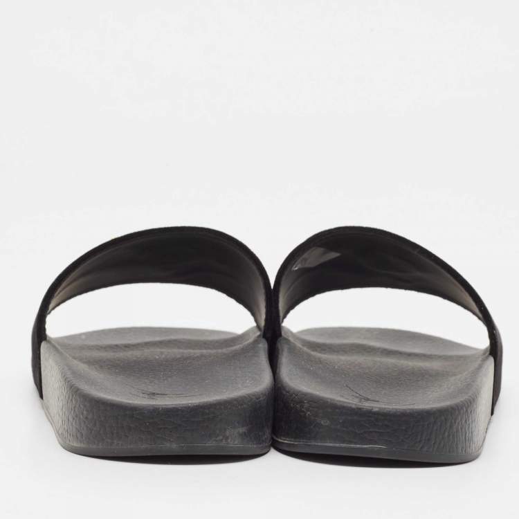 Pre Owned Giuseppe Zanotti Black Velvet Pool Flat Slides Size 43