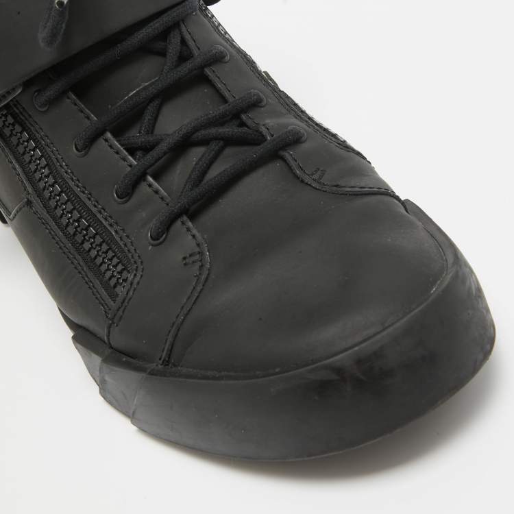 Pre Owned Giuseppe Zanotti Black Matte Leather High Top Sneakers 44