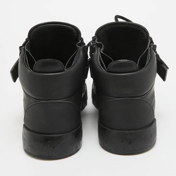 Pre Owned Giuseppe Zanotti Black Matte Leather High Top Sneakers 44