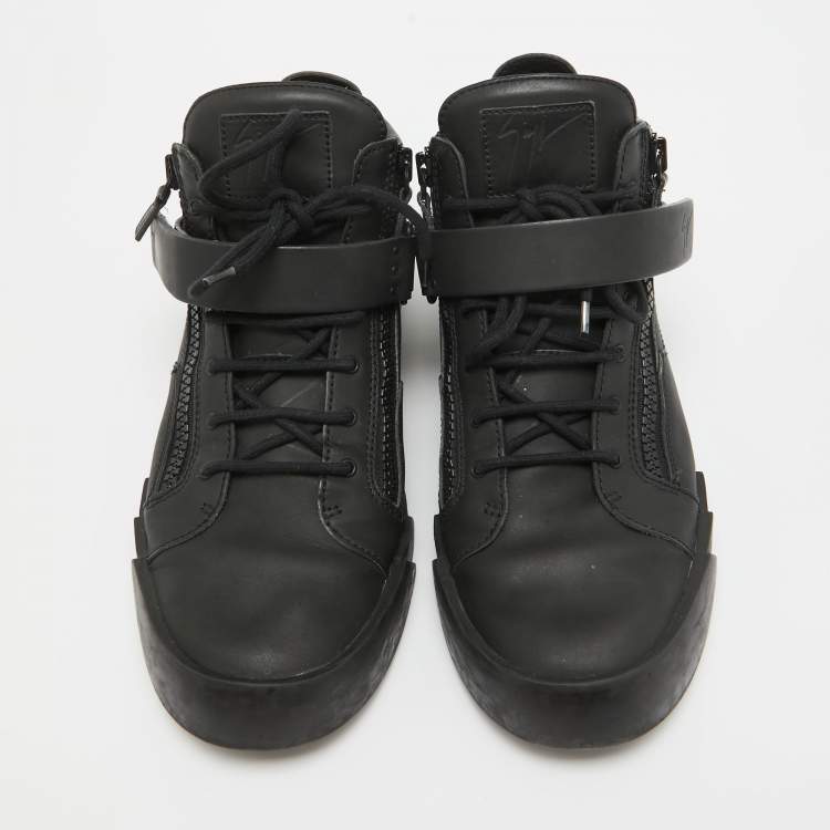 Pre Owned Giuseppe Zanotti Black Matte Leather High Top Sneakers 44