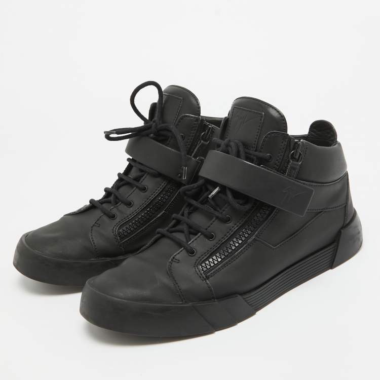 Pre Owned Giuseppe Zanotti Black Matte Leather High Top Sneakers 44