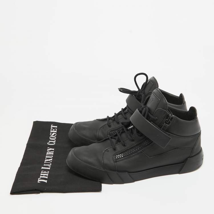 Pre Owned Giuseppe Zanotti Black Matte Leather High Top Sneakers 44