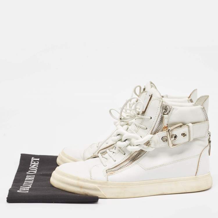 Pre Owned Giuseppe Zanotti White Leather High Top Sneakers Size 40