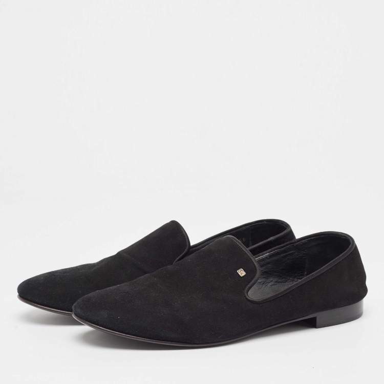Pre Owned Giuseppe Zanotti Black Suede Kevin Smoking Slippers Size 44