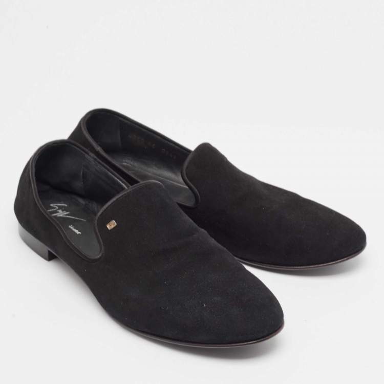 Pre Owned Giuseppe Zanotti Black Suede Kevin Smoking Slippers Size 44