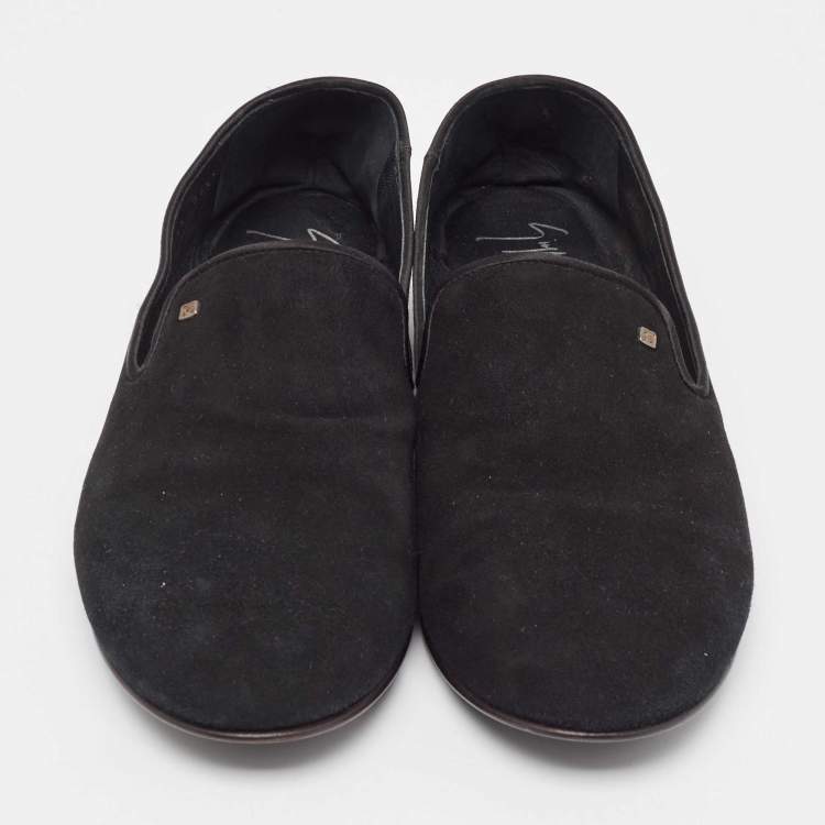 Pre Owned Giuseppe Zanotti Black Suede Kevin Smoking Slippers Size 44