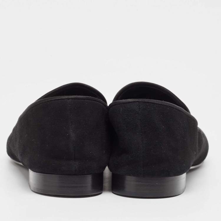 Pre Owned Giuseppe Zanotti Black Suede Kevin Smoking Slippers Size 44
