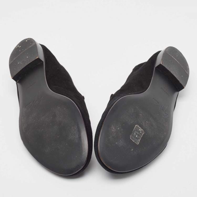 Pre Owned Giuseppe Zanotti Black Suede Kevin Smoking Slippers Size 44