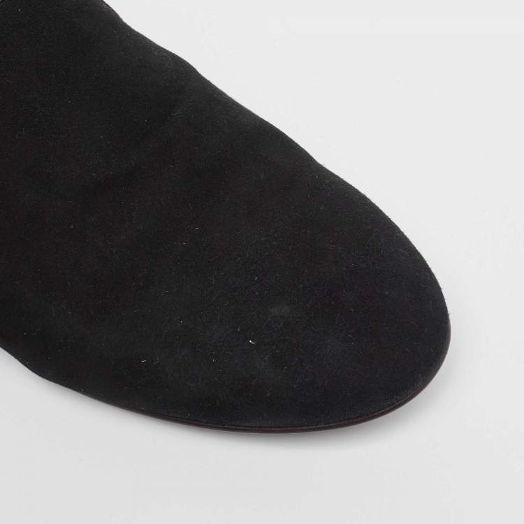 Pre Owned Giuseppe Zanotti Black Suede Kevin Smoking Slippers Size 44